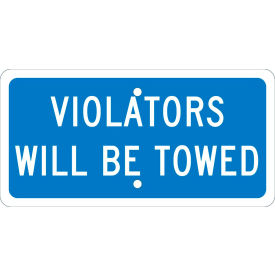 National Marker Company TMAS10H NMC TMAS10H Traffic Sign, Violators Will Be Towed, 6" X 12", Blue image.