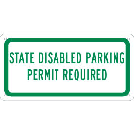 National Marker Company TMAS17G NMC TMAS17G Traffic Sign, State Disabled Permit Required, 6" X 12", White image.