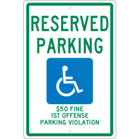 National Marker Company TMS304H NMC TMS304H Traffic Sign, Reserved Parking Alabama, 18" X 12", White image.