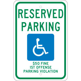 National Marker Company TMS304J NMC TMS304J Traffic Sign, Reserved Parking Alabama, 18" X 12", White image.