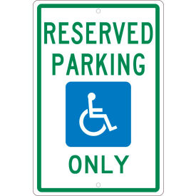 National Marker Company TMS318H NMC TMS318H Traffic Sign, Reserved Parking Michigan, 18" X 12", White image.