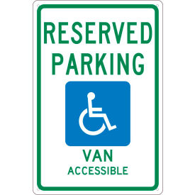 National Marker Company TMS319G NMC TMS319G Traffic Sign, Reserved Van Parking Michigan, 18" X 12", White image.