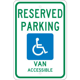 National Marker Company TMS319J NMC TMS319J Traffic Sign, Reserved Van Parking Michigan, 18" X 12", White image.