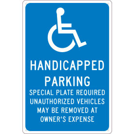 National Marker Company TMS322G NMC TMS322G Traffic Sign, Reserved Parking Massachusetts, 18" X 12", Blue image.