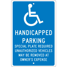 National Marker Company TMS322H NMC TMS322H Traffic Sign, Reserved Parking Massachusetts, 18" X 12", Blue image.