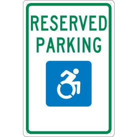 National Marker Company TMS326G NMC TMS326G Traffic Sign, Reserved Parking New York, 18" X 12", White image.