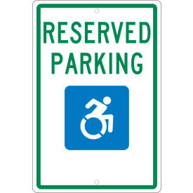 National Marker Company TMS326H NMC TMS326H Traffic Sign, Reserved Parking New York, 18" X 12", White image.