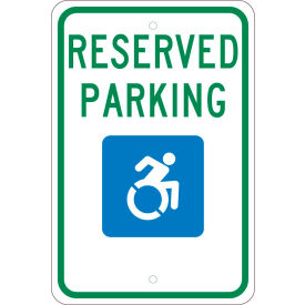 National Marker Company TMS326J NMC TMS326J Traffic Sign, Reserved Parking New York, 18" X 12", White image.