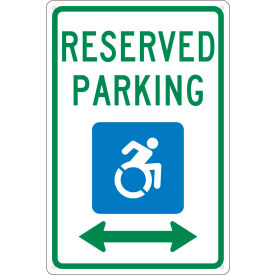 National Marker Company TMS327G NMC TMS327G Traffic Sign, Reserved Parking New York, 18" X 12", White image.