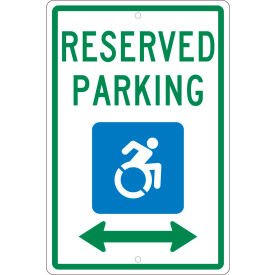 National Marker Company TMS327H NMC TMS327H Traffic Sign, Reserved Parking New York, 18" X 12", White image.