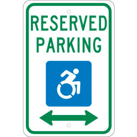 National Marker Company TMS327J NMC TMS327J Traffic Sign, Reserved Parking New York, 18" X 12", White image.