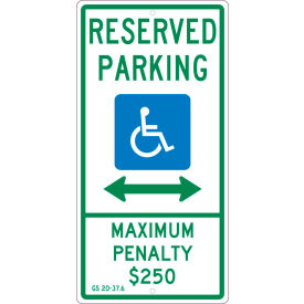 National Marker Company TMS328H NMC TMS328H Traffic Sign, Reserved Parking North Carolina, 24" X 12", White image.