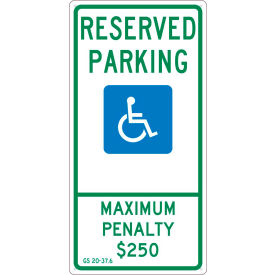 National Marker Company TMS329G NMC TMS329G Traffic Sign, Reserved Parking North Carolina, 24" X 12", White image.