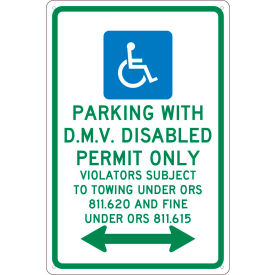 National Marker Company TMS332G NMC TMS332G Traffic Sign, Reserved Parking Oregon, 18" X 12", White image.