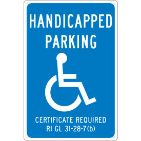 National Marker Company TMS334G NMC TMS334G Traffic Sign, Reserved Parking Rhode Island, 18" X 12", Blue image.