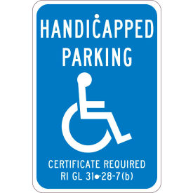 National Marker Company TMS334J NMC TMS334J Traffic Sign, Reserved Parking Rhode Island, 18" X 12", Blue image.