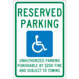 National Marker Company TMS335G NMC TMS335G Traffic Sign, Reserved Parking Tennessee, 18" X 12", White image.