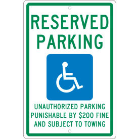 National Marker Company TMS335H NMC TMS335H Traffic Sign, Reserved Parking Tennessee, 18" X 12", White image.