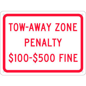 National Marker Company TMS339G NMC TMS339G Traffic Sign, Virginia Tow Away Zone Penalty, 9" X 12", White image.