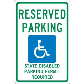 National Marker Company TMS341G NMC TMS341G Traffic Sign, Reserved Parking Washington, 18" X 12", White image.