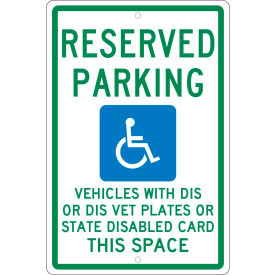 National Marker Company TMS343H NMC TMS343H Traffic Sign, Reserved Parking Wisconsin, 18" X 12", White image.