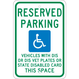 National Marker Company TMS343J NMC TMS343J Traffic Sign, Reserved Parking Wisconsin, 18" X 12", White image.