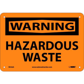 National Marker Company W426RB NMC OSHA Sign, Warning, Hazardous Waste, 10"x 14", Orange/Black image.