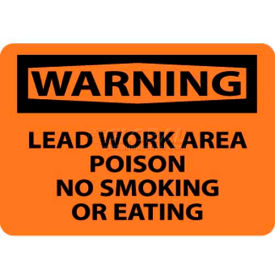 NMC W6RB OSHA Sign Warning Lead Work Area Poison No Smoking Or Eating 10"" X 14"" Orange/Black