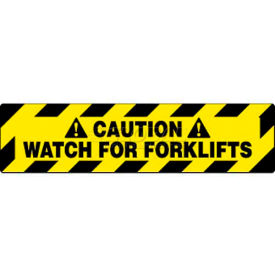NMC WFS629 Walk On Floor Sign Caution Watch For Forklifts 6"" X 24"" Yellow/Black