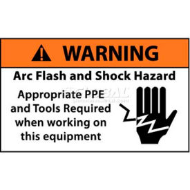 NMC WGA35AP Arc Flash Labels, Warning Arc Flash & Shock Hazard Appropriate PPE, 3