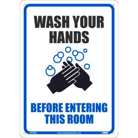 National Marker Company WH2RB Wash your Hands Before Entering this Room Sign, 10 X 14, Plastic image.