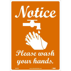National Marker Company WH3PB Notice Please Wash Your Hands Sticker, 10" X 14", Vinyl Adhesive image.