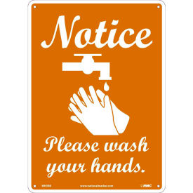 National Marker Company WH3RB Notice Please Wash Your Hands Sign, 10 X 14, Plastic image.