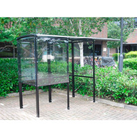 No Butts Bin Co. Inc. SR1551-BLK No Butts 4-Sided Smoking Shelter SR1551-BLK - Half Side Panels - 7W x 36"D x 711"H Clear Roof image.