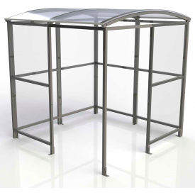 No Butts Bin Co. Inc. SR1554-F-BLK No Butts 4-Sided Smoking Shelter SR1554-F-BLK - Freestanding - 7W x 7D x 711"H Clear Roof image.