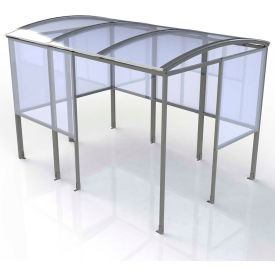 No Butts Bin Co. Inc. SR1555-BLK No Butts 4-Sided Smoking Shelter SR1555-BLK - Half Side Panels - 104"W x 7D x 711"H Clear Roof image.