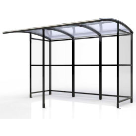 No Butts Bin Co. Inc. SR1605-F-BLK No Butts Open Front Smoking Shelter SR1605-F-BLK - Freestanding - 104"W x 7D x 711"H Clear Roof image.