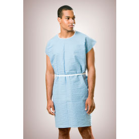 GRAHAM MEDICAL PRODUCTS 228 Graham Medical® Scrim Reinforced Exam Gown w/ Glued Shoulders, 30" x 42", Blue, 50/Case image.