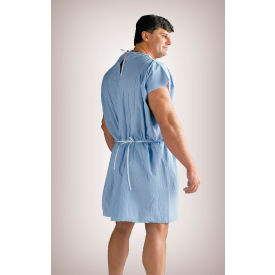 GRAHAM MEDICAL PRODUCTS 261 Graham Medical® Scrim Reinforced Exam Gown w/ Sewn Shoulders, 30" x 45, Blue, 25/Case image.