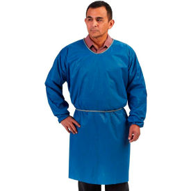 GRAHAM MEDICAL PRODUCTS 86684 Graham Medical® Non Woven SMS Gown w/ Sewn Ties, 30" x 42", Blue, 50/Case image.