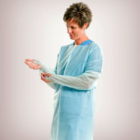 GRAHAM MEDICAL PRODUCTS 86792 Graham Medical® Poly PPE Gown, 42" x 46", Blue, 15/Pack image.