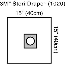 3M 1020****** 3M™ Steri-Drape Small Drape, Adhesive Aperture, 1020, 15"x 15", 10 Each/Carton, 4 Cartons/Case image.