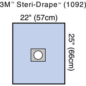 3M 1092****** 3M™ Steri-Drape Small Drape, Adhesive Aperture 1092, 22" x 25", 25 Each/Carton, 4 Carton/Case image.