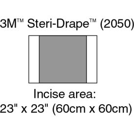 3M 2050 3M™ Steri-Drape 2 Incise Drape, 2050, Incise Area 23-1/2"x 23-1/2", 10/Carton, 4 Cartons/Case image.
