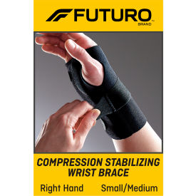 3M 48400ENR FUTURO™ Compression Stabilizing Wrist Brace, Right Hand, Small/ Medium, 2/PK, 6 PK/Case image.