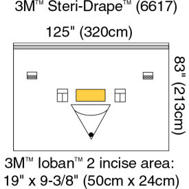 3M 6617 3M™ Steri-Drape Large Isolation Drape w/Ioban 2 Incise Film and Pouch 6617, 126"x83", 4bx/cs image.