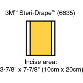 3M 6635 3M™ Loban 2 Antimicrobial Incise Drape, 6635, 3-3/4"x 7-3/4", 10/bx, 4 bx/cs image.