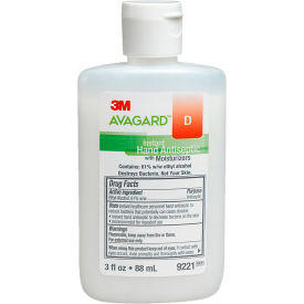 3M 9221 3M™ Avagard™ D Instant Hand Antiseptic with Moisturizers 9221, 3 oz, 48/Case image.