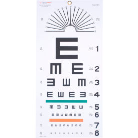 Dukal 3051 Tech-Med Illiterate Eye Test Chart, 20 ft, Non-Reflective Matte Finish, 22" x 11" image.