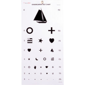 Dukal 3052 Tech-Med Kindergarten Eye Chart 20 ft, Non-Reflective Matte Finish, 22" x 11" image.
